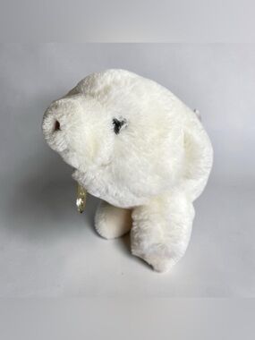 1980 Gund Snuffles Polar Bear - VINTAGE RARE CONDITION Gold Medallion & Bean Bag